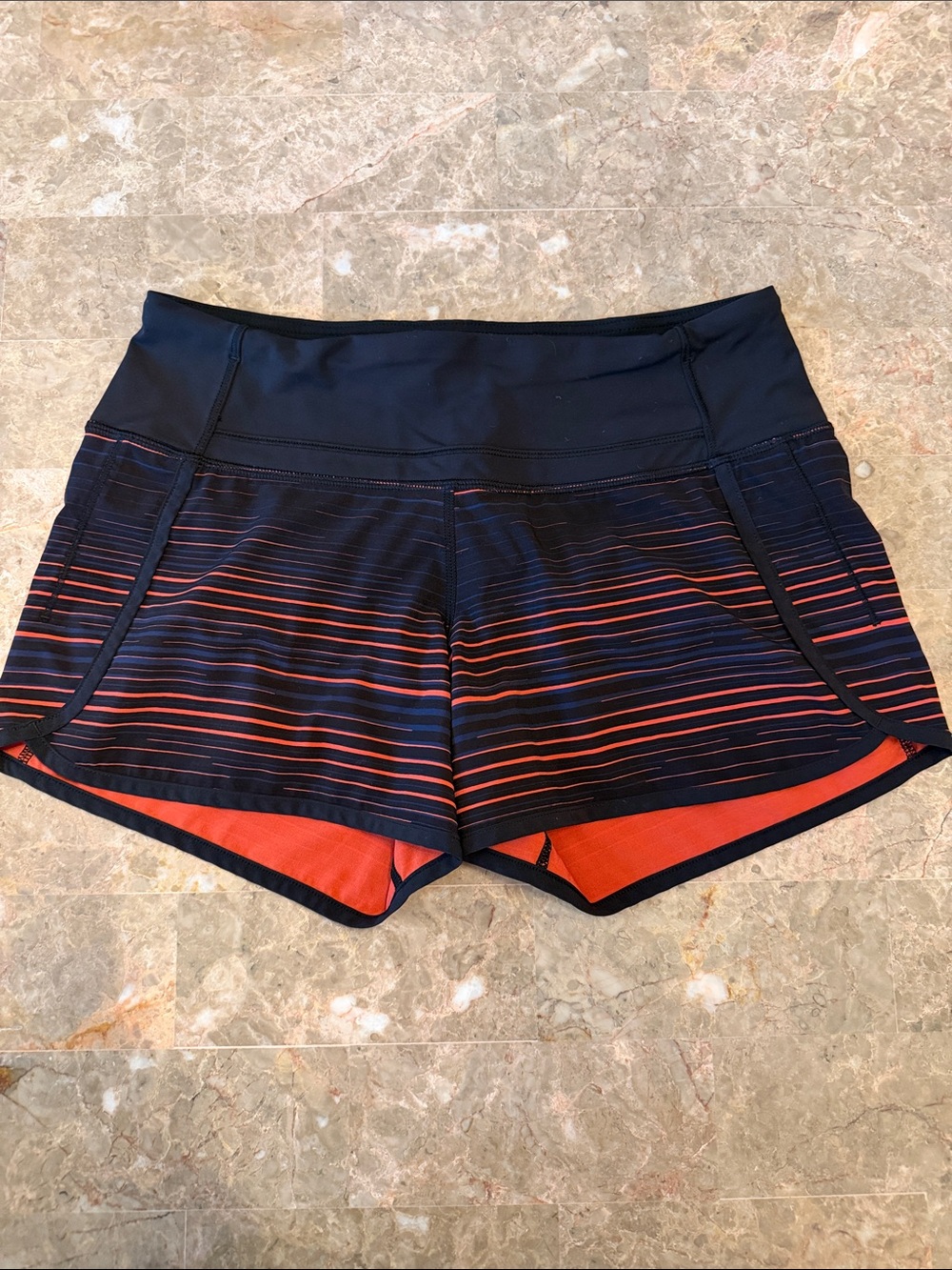Women’s Black and Pink Striped Performance Shorts